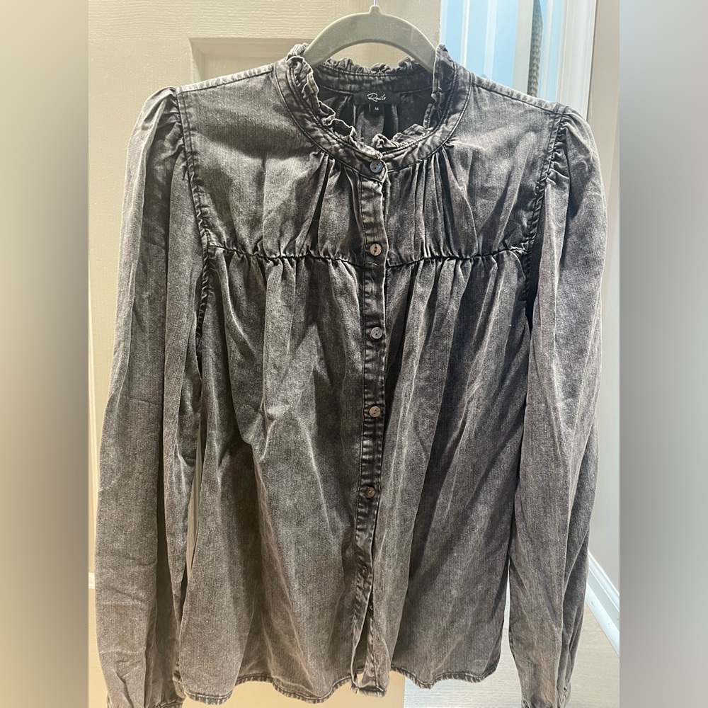 Rails Gray Denim Button-Down Shirt